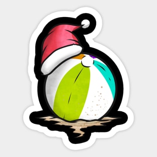 Beach Ball With Santa Hat Celebrating Christmas In July Sticker